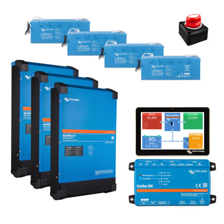 Komplekts DEUS-20kWh-3x-5kVA ar 20kWh LFP akumulatoru un 3 MultiPlus-II 48V 5000VA