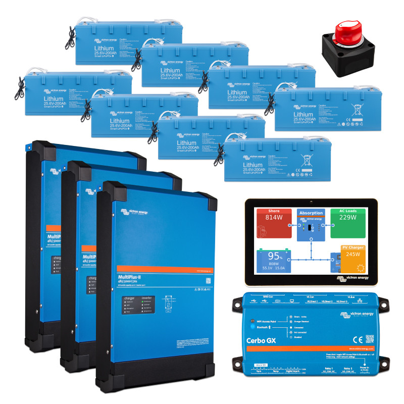 Set DEUS-40kWh-3x-5kVA with 40kWh LFP battery and 3 MultiPlus-II 48V 5000VA Set DEUS-40kWh-3x-5kVA with 40kWh LFP battery and 3 MultiPlus-II 48V 5000VA