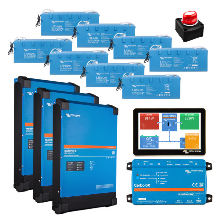 Set DEUS-40kWh-3x-5kVA with 40kWh LFP battery and 3 MultiPlus-II 48V 5000VA