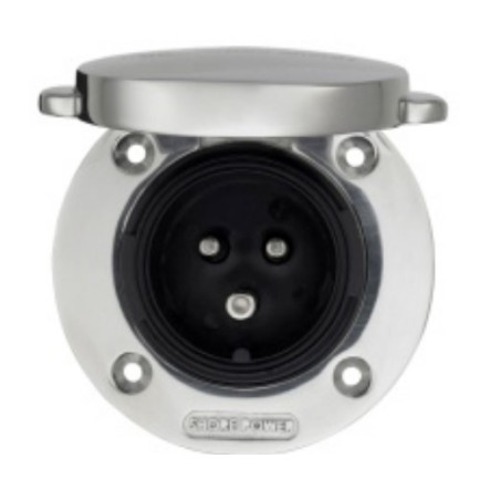 Power Inlet Polyamid with cover 16A/250Vac (2p/3w)