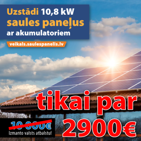 10.8kW saules paneļu ar 10kW hibrīdinvertoru un 16kWh akumulatoru