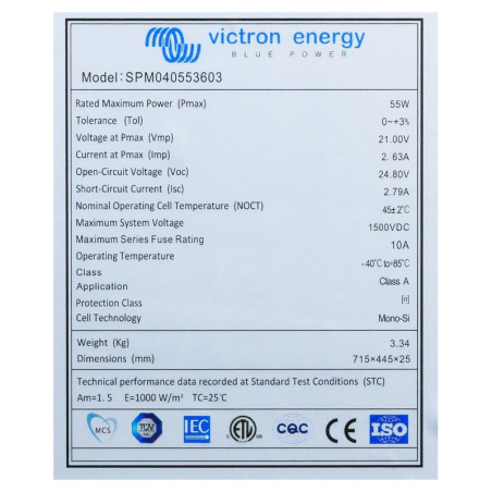 Victron BlueSolar 55 W monokristāliskais saules panelis 4c, SPM040553603