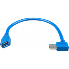 USB pagarinājuma kabelis 0,3m vienā pusē taisns leņķis pa labi